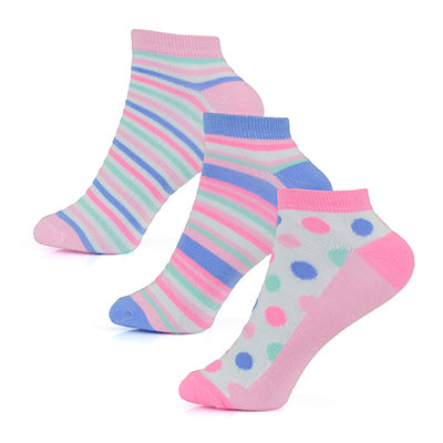 Ladies Multi Stripe & Polka Dot Trainer Socks – 3 Pack