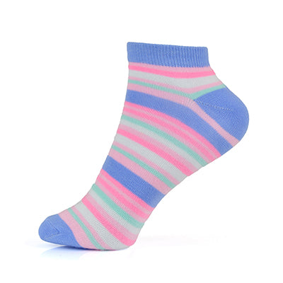 Ladies stripe and polka dot trainer socks 3 pack low cut ankle socks