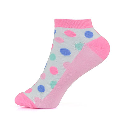 Ladies stripe and polka dot trainer socks 3 pack low cut ankle socks