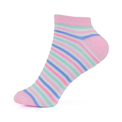 Ladies stripe and polka dot trainer socks 3 pack low cut ankle socks