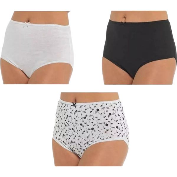 Ladies Floral Printed Full Briefs - 3 Pack