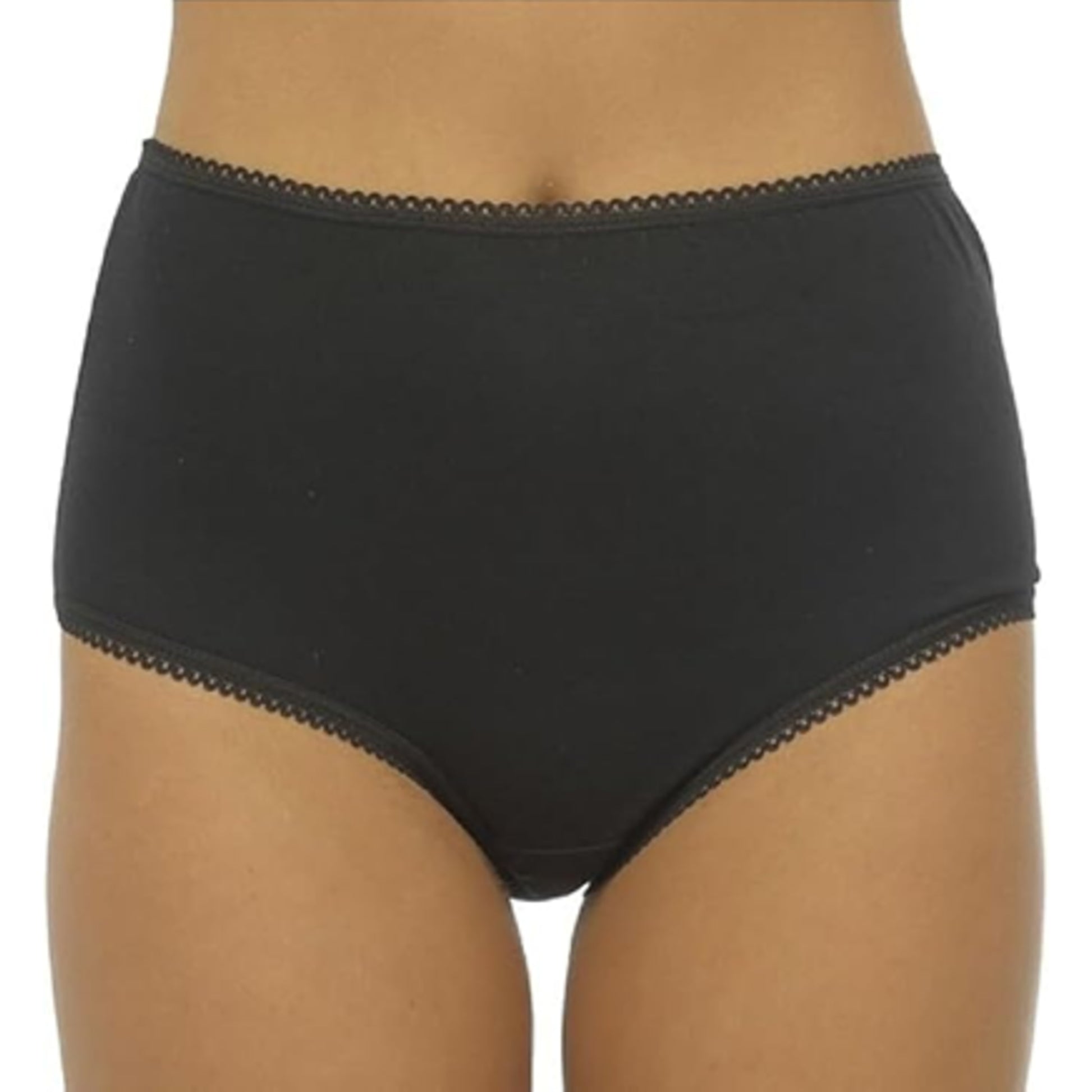 Ladies black cotton blend underwear full brief knickers multipack 3 pack