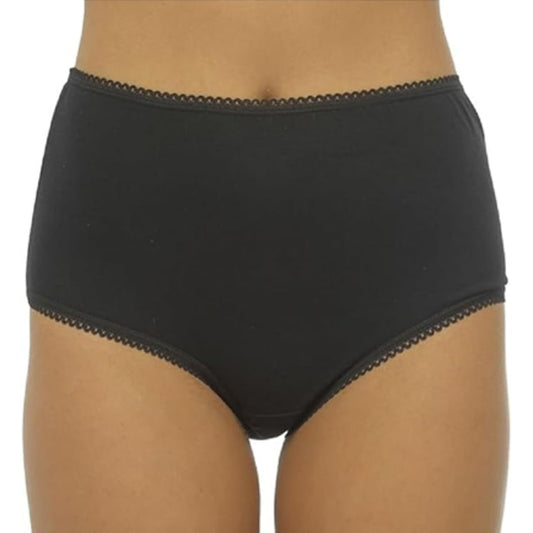 Ladies black cotton blend underwear full brief knickers multipack 3 pack