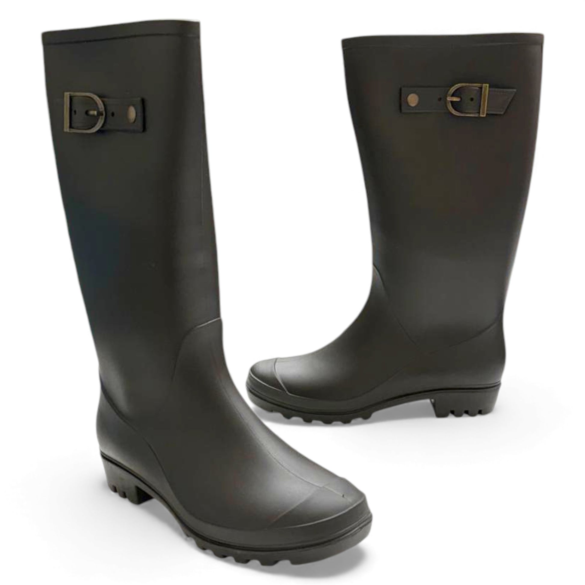 Ladies waterproof wellington boots in brown – lightweight non-slip wellies