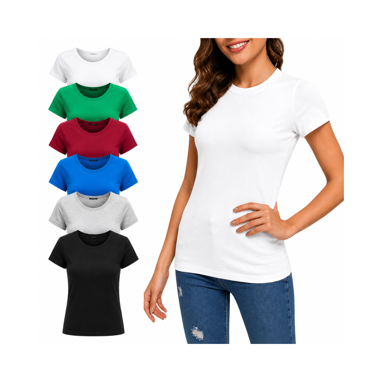 Ladies white slim fit T-shirt Top