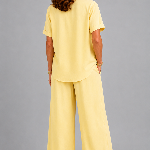Lavinia Italian Scarf Detail Co-Ord Set (Lemon)