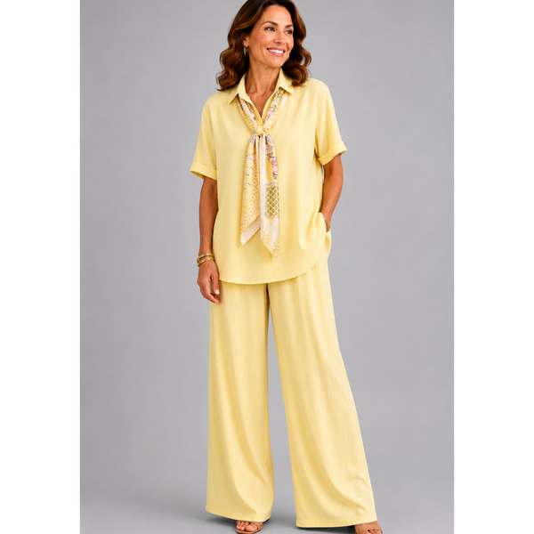 Lavinia Italian Scarf Detail Co-Ord Set (Lemon)