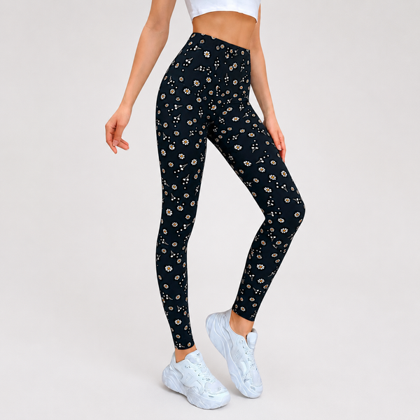 Ladies Magic Stretch Fit Daisy Floral Print Leggings