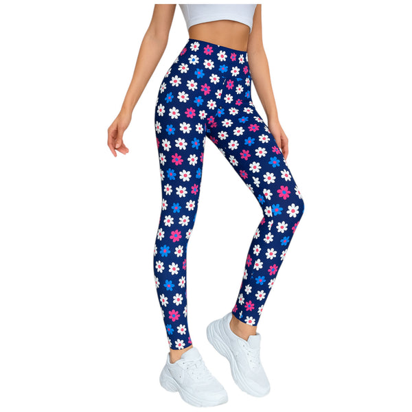 Ladies Magic Stretch Fit Purple Flower Leggings