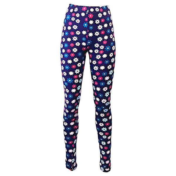 Ladies Magic Stretch Fit Purple Flower Leggings