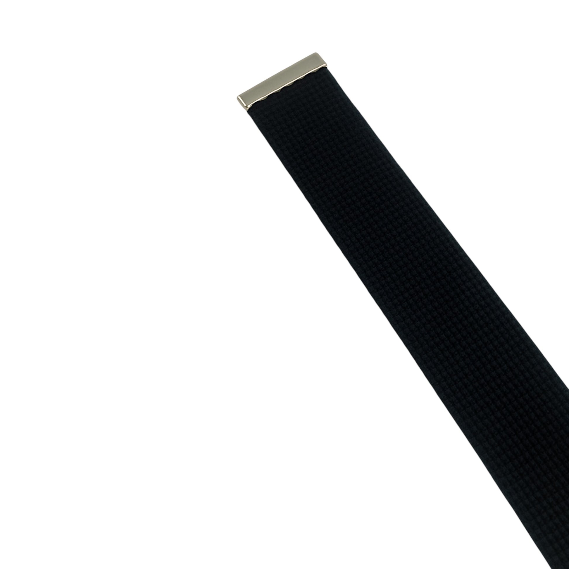 Nicky Adams black ratchet buckle belt with silver buckle