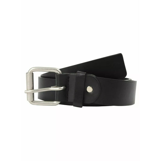 Men's Nicky Adams 1 inch black leather belt with silver buckle