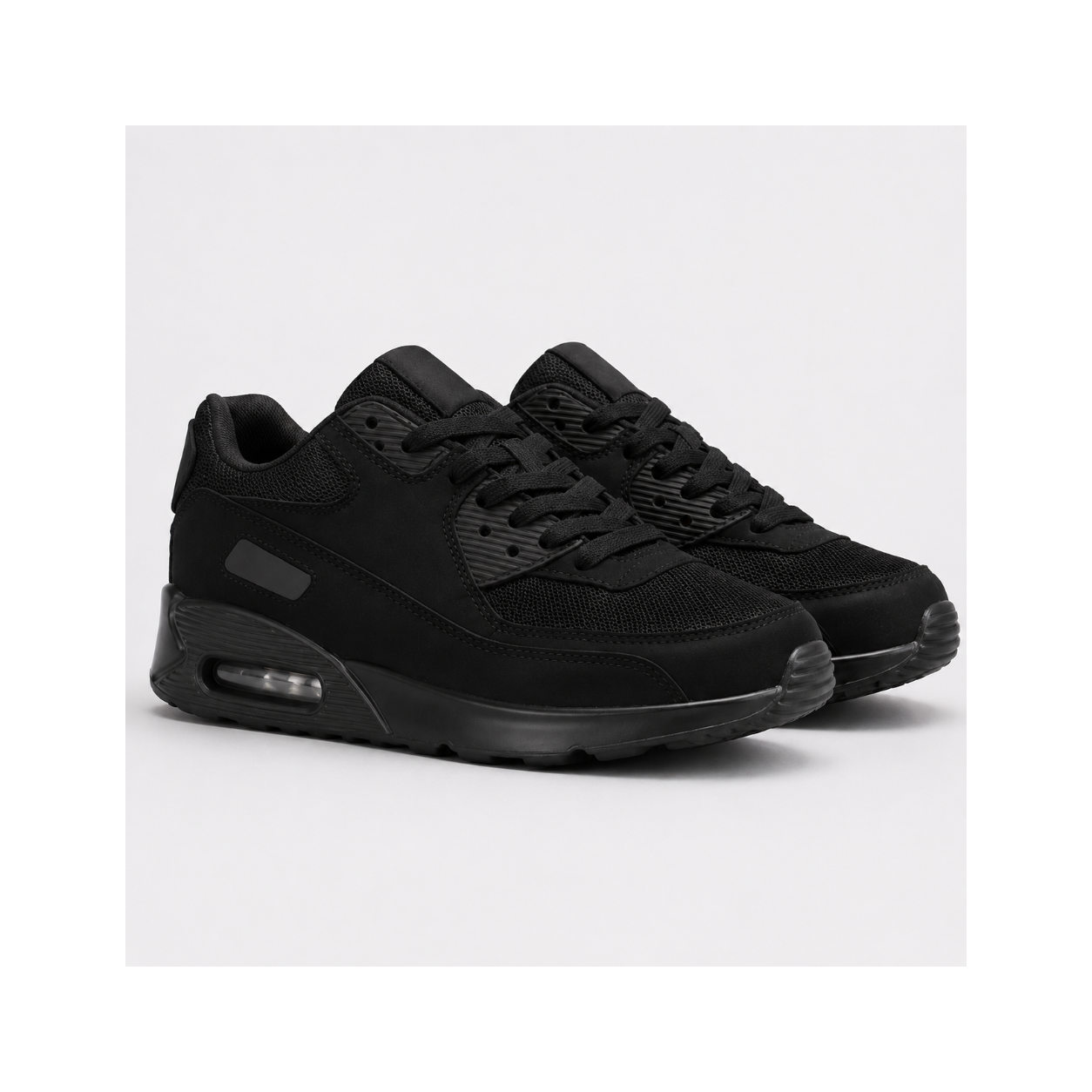 Mens Air Cushion Trainers Black Running Walking Sports Gym Casual Shoes