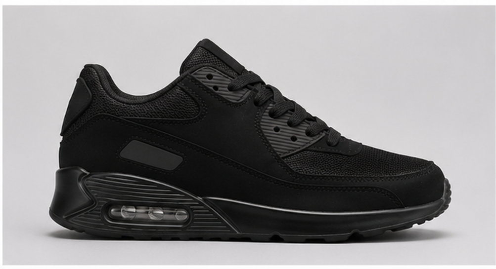 Mens Air Cushion Trainers Black Running Walking Sports Gym Casual Shoes