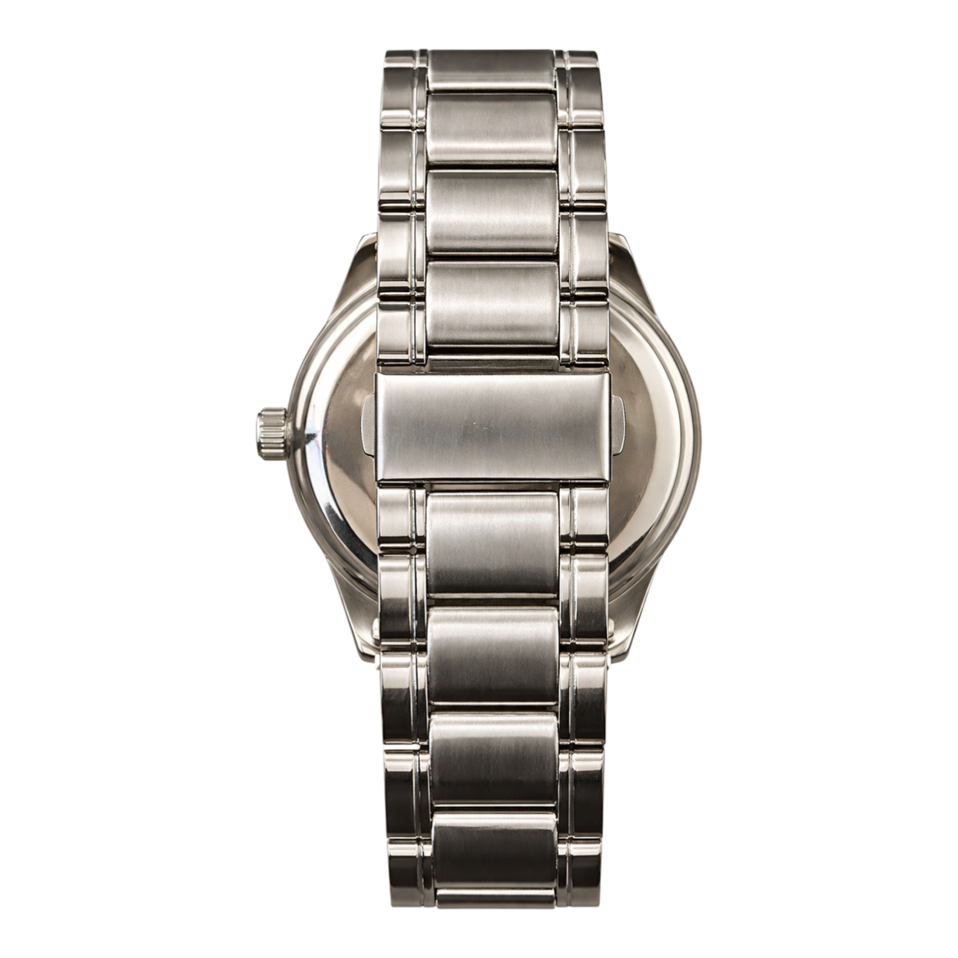 Men’s Bellfield watch featuring a silver-tone case, textured grid-pattern dial, and stainless steel bracelet