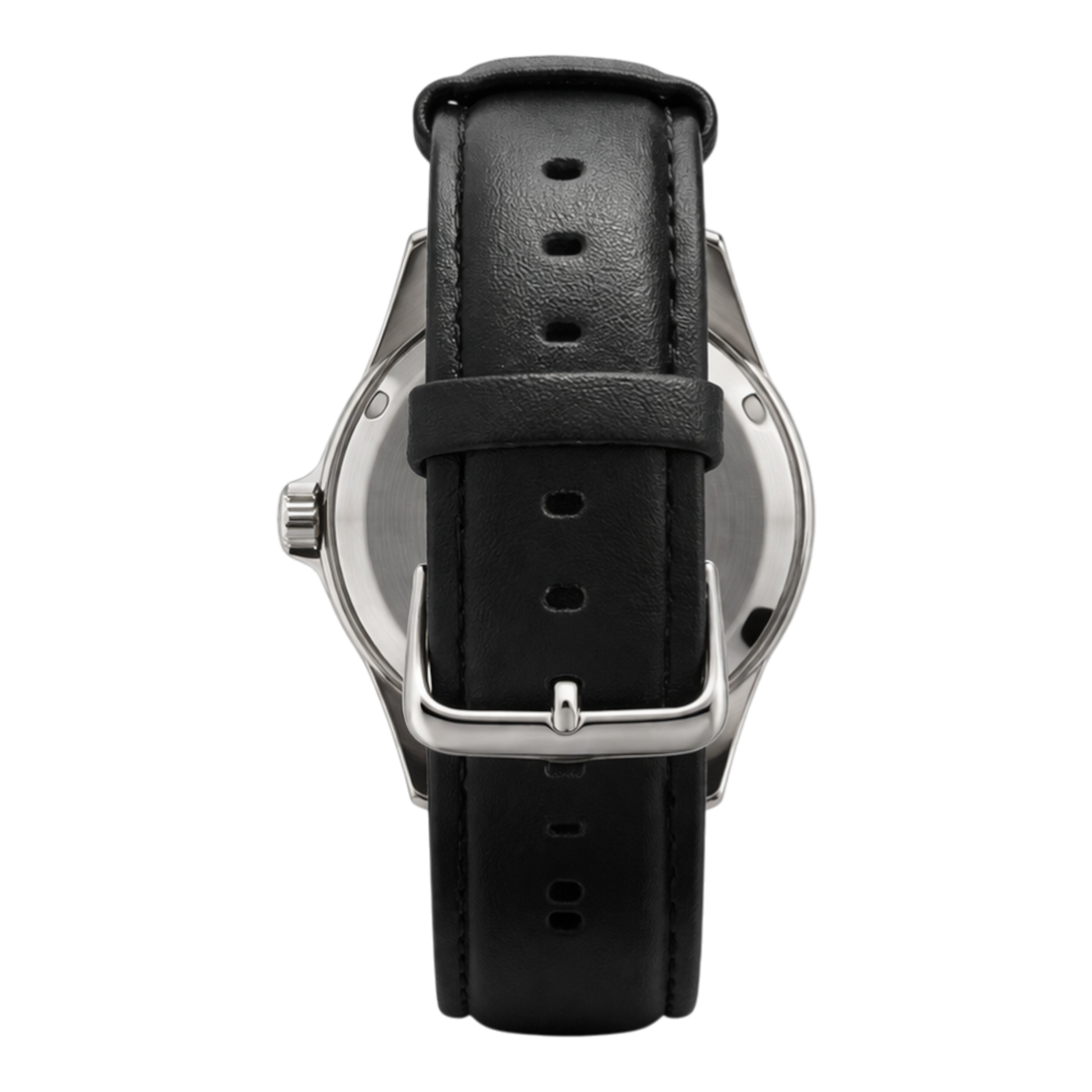 Men’s Brave Soul watch featuring a silver dial, black diver-style bezel, and black leather look strap