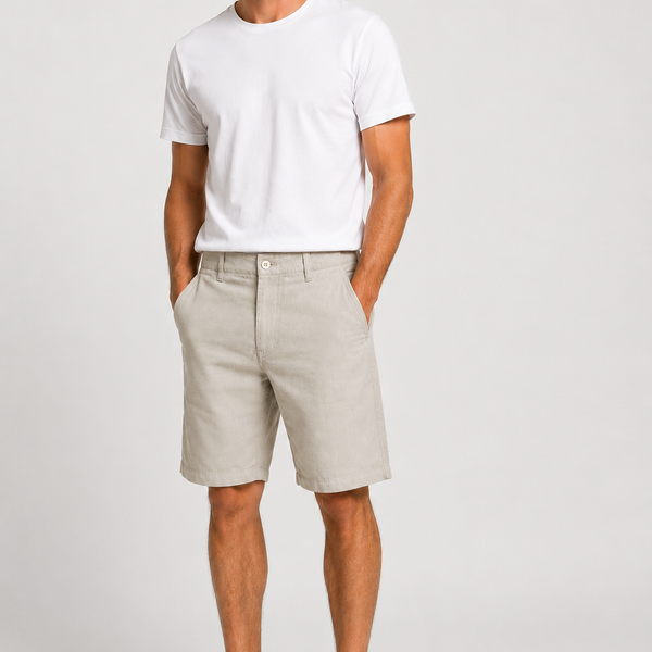 Men’s Stone Beige Cotton Stretch Twill Shorts