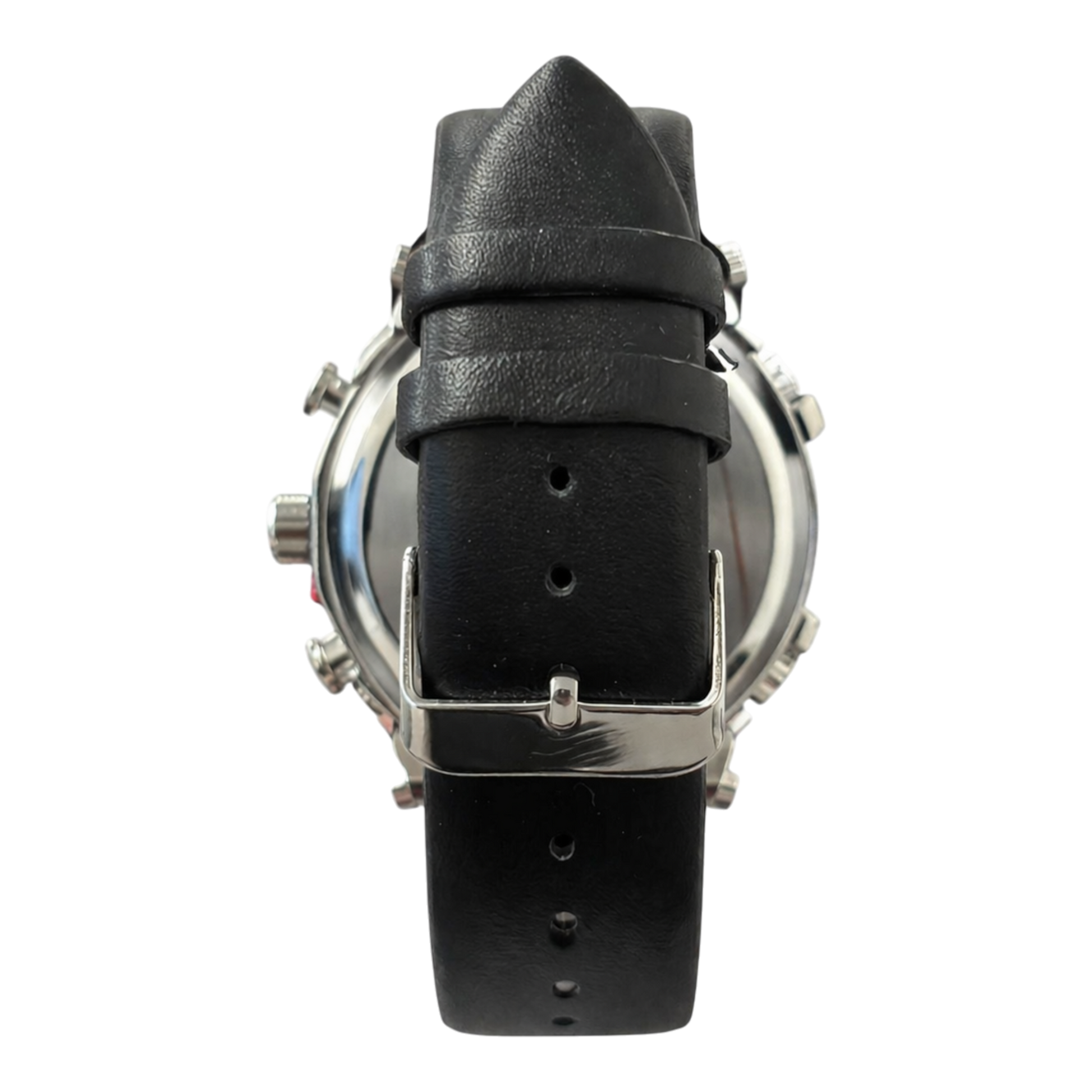 DFNG London men’s watch with gold textured dial, multi sub-dials, black strap, and oversized case