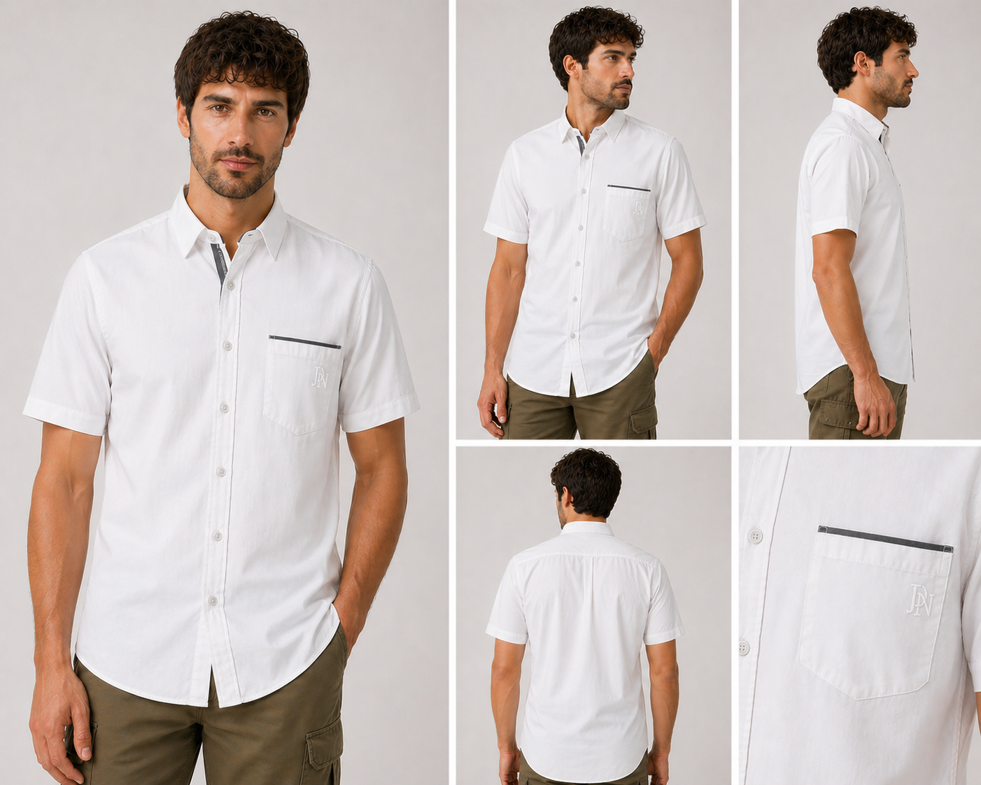 Men’s lightweight short sleeve shirt with button front and chest pocket
