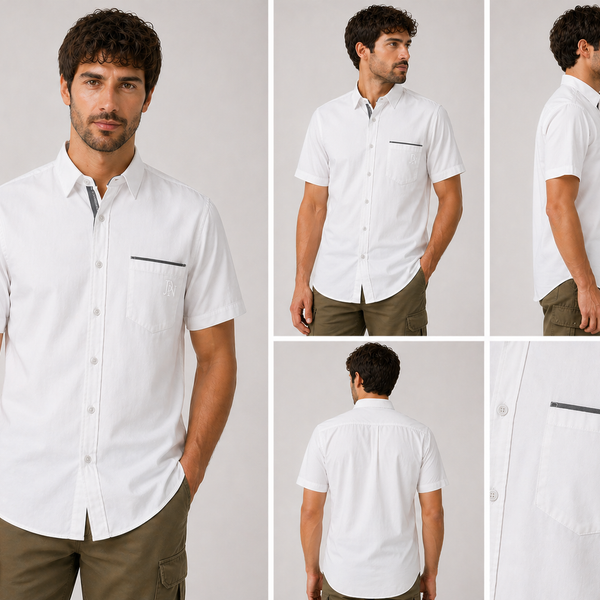 Men's JDN Branded Easy Care Classic Shirt (White)