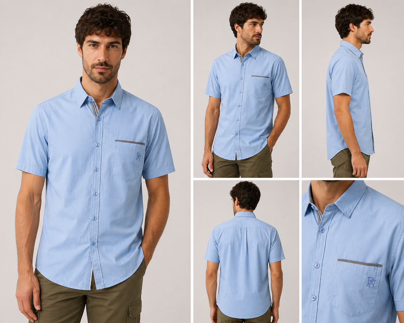 Men’s lightweight short sleeve shirt with button front and chest pocket