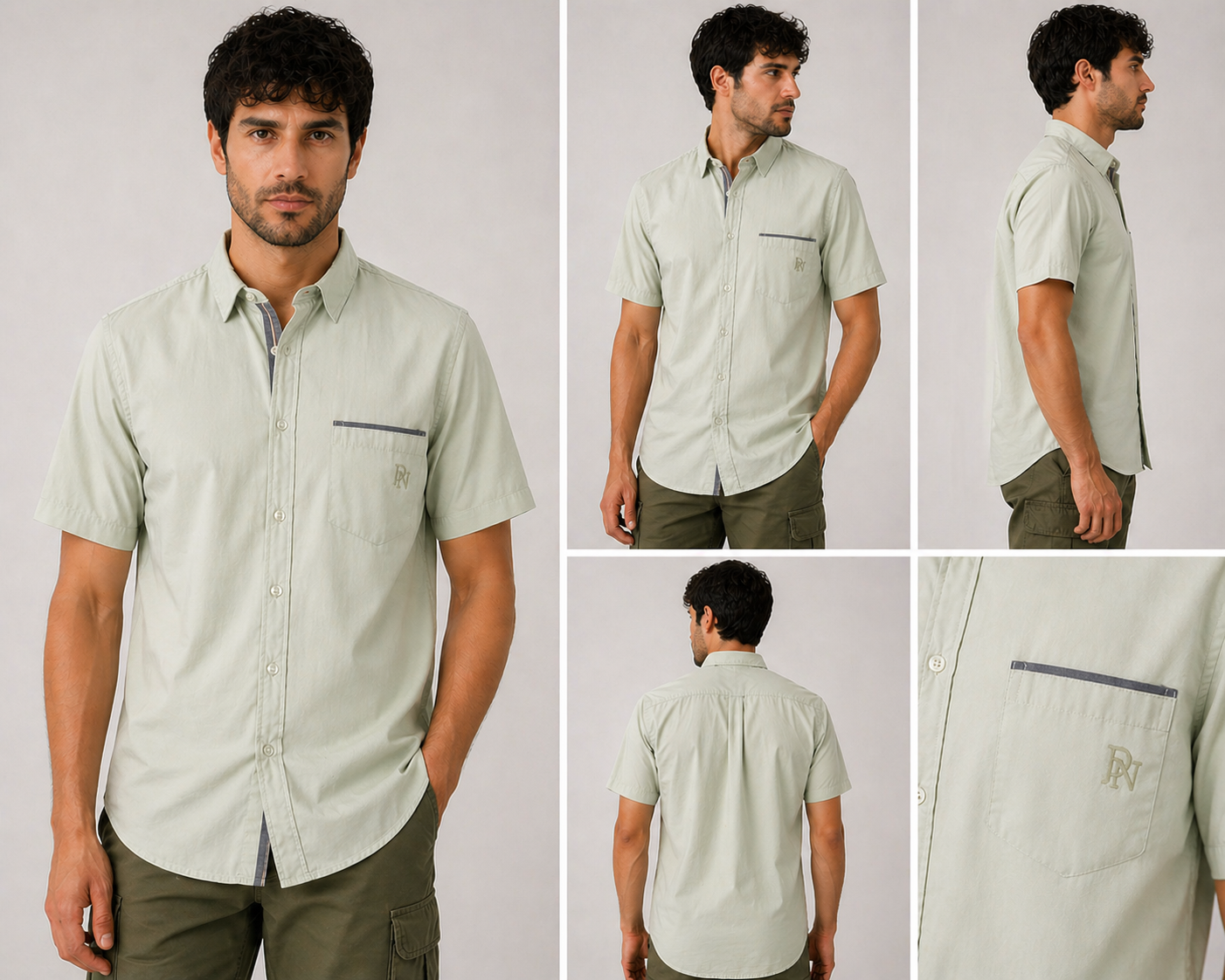 Men’s lightweight short sleeve shirt with button front and chest pocket