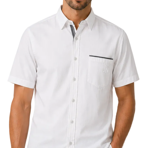 Men's JDN Branded Easy Care Classic Shirt (White)