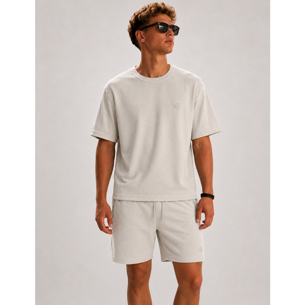 Men's JDN Textured Co-Ord Set - Stone