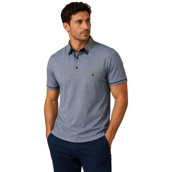 Men’s MX Pattern Collar Polo Shirt (Blue Marl)