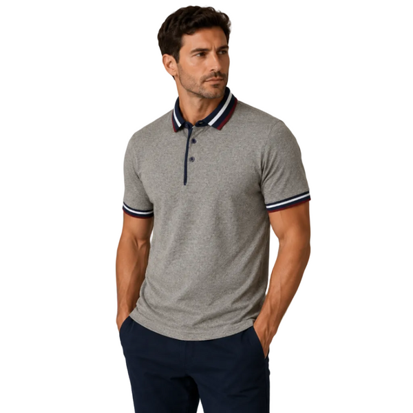 Men’s MX Pattern Collar Polo Shirt (Grey Marl)