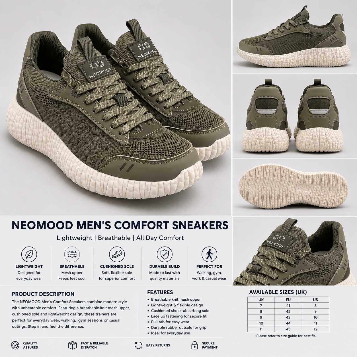 Shop lightweight mesh trainers with breathable comfort, cushioned soles and a flexible fit. Perfect for walking, everyday wear and casual styling.