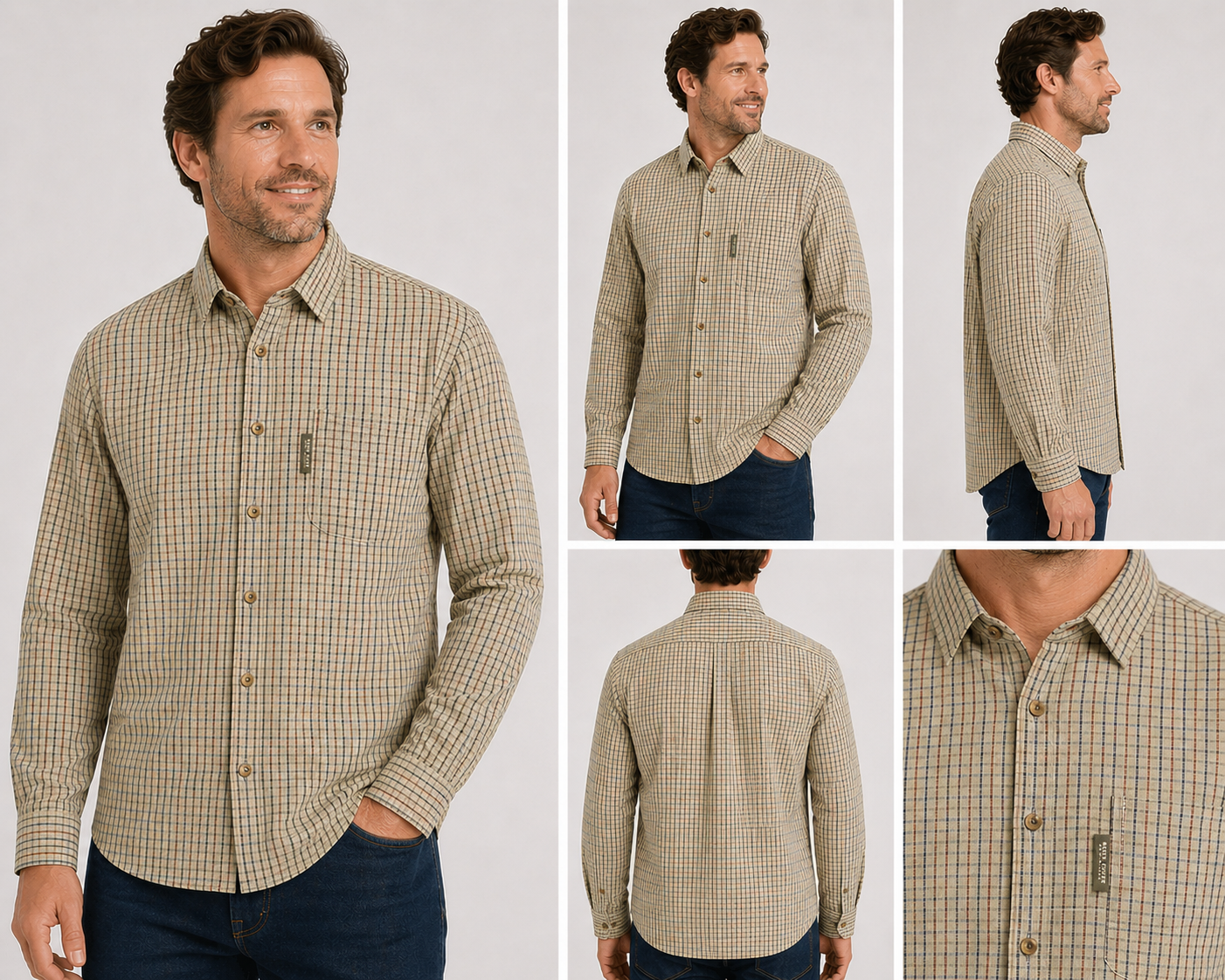Nicky Adams men’s checked shirt smart casual cotton button-down shirt