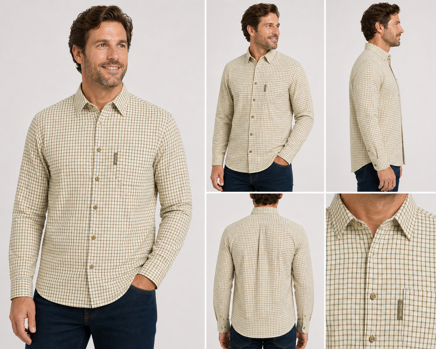 Nicky Adams men’s checked shirt smart casual cotton button-down shirt