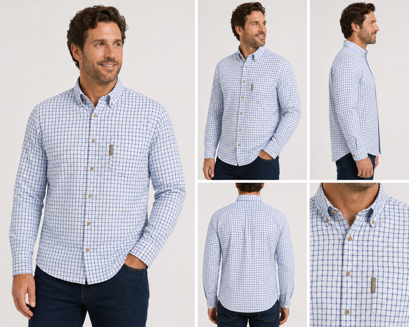 Nicky Adams men’s checked shirt smart casual cotton button-down shirt