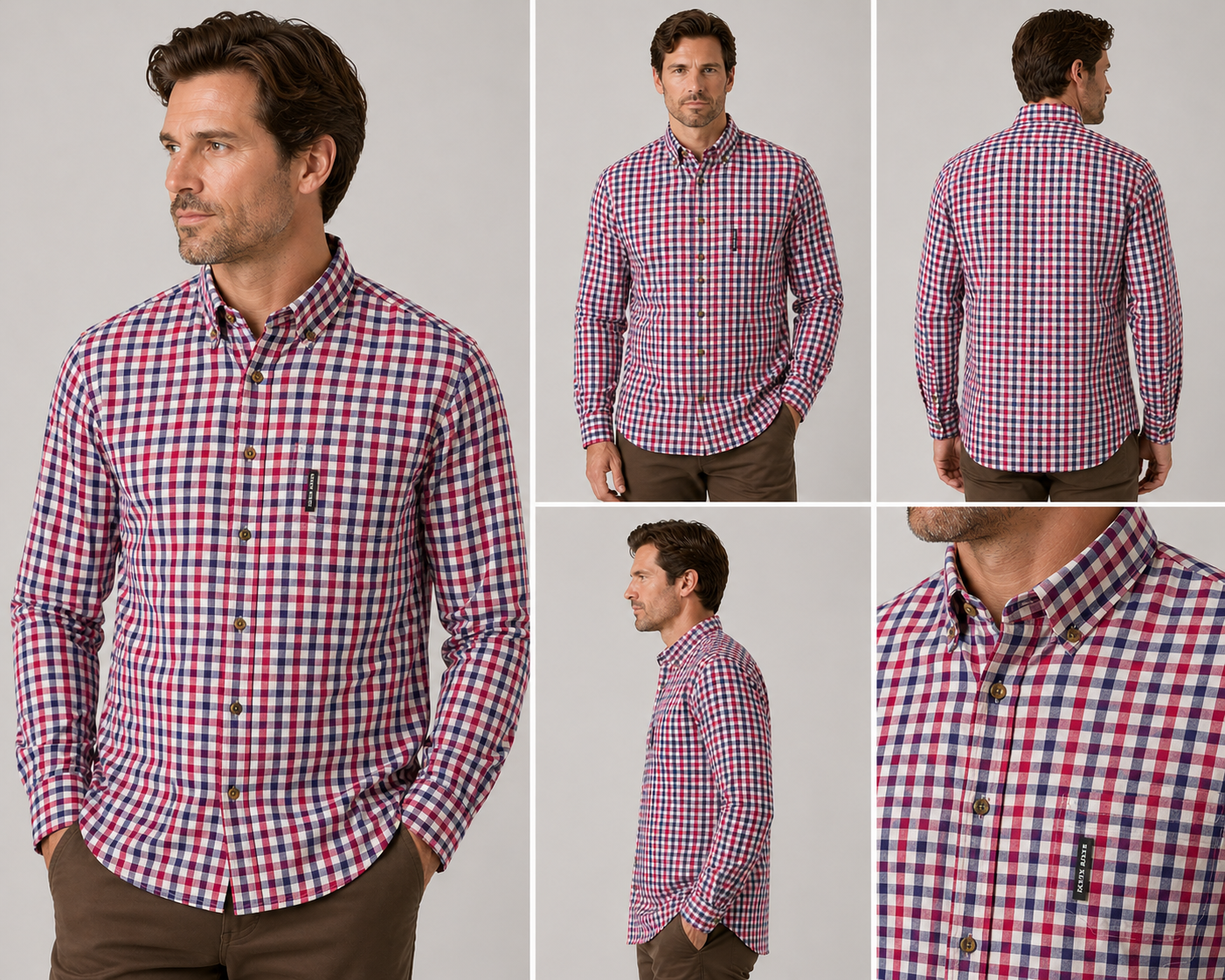 Nicky Adams men’s checked shirt smart casual cotton button-down shirt