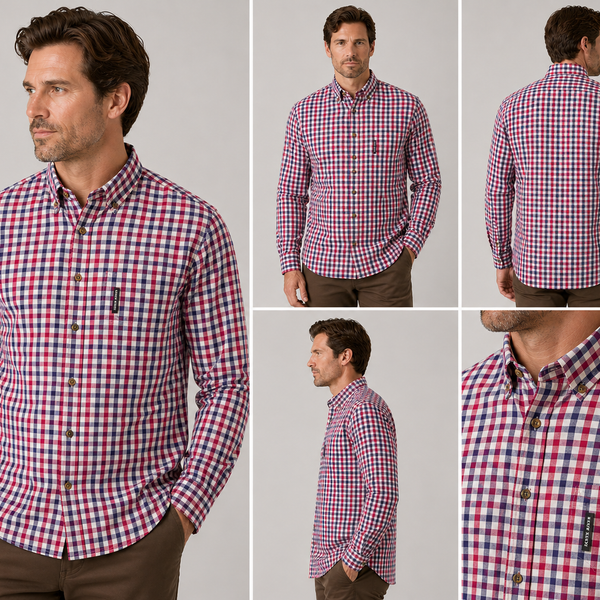 Men's Nicky Adams Branded Tattersall Shirt (Red)