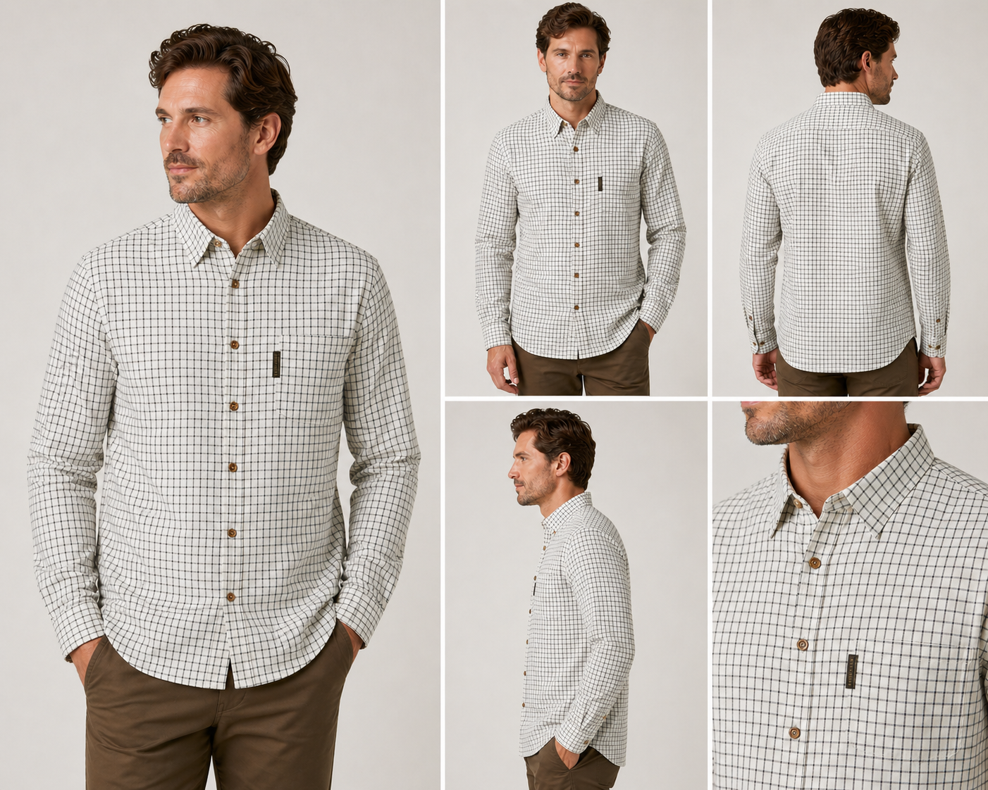 Nicky Adams men’s checked shirt smart casual cotton button-down shirt