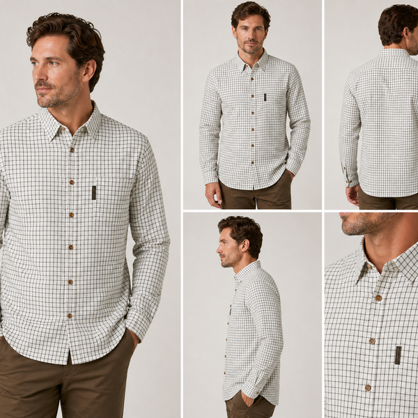 Men's Nicky Adams Branded Tattersall Shirt (White/Green/Blue)