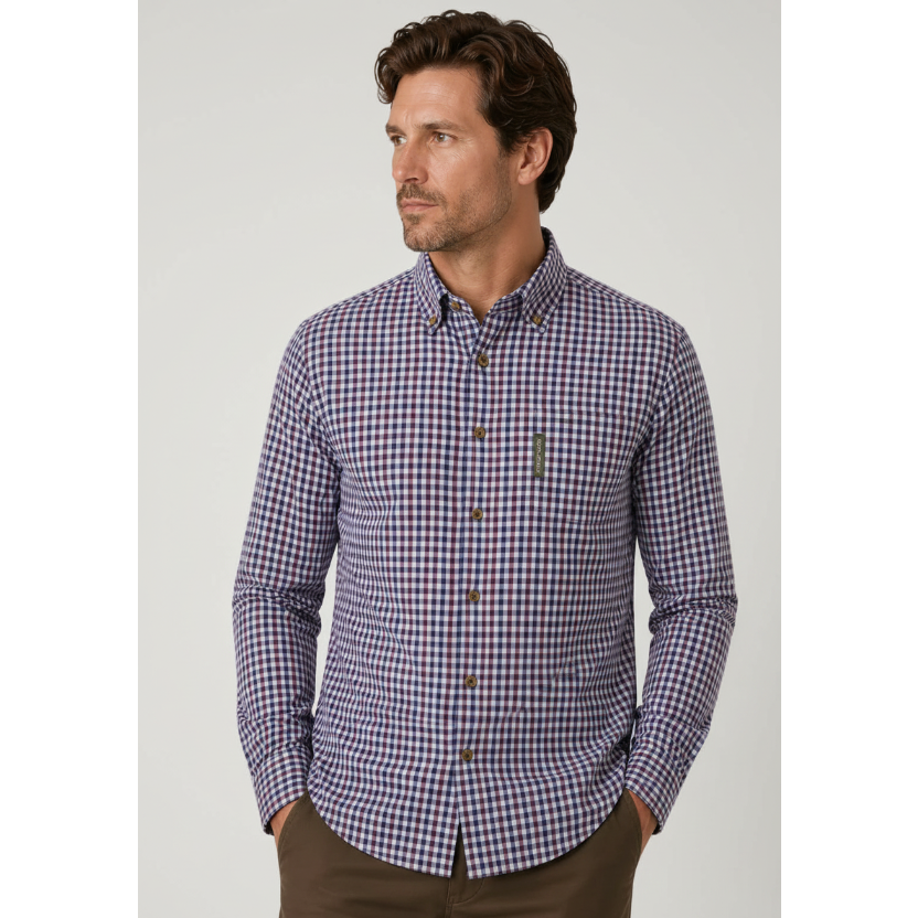 Nicky Adams men’s checked shirt smart casual cotton button-down shirt