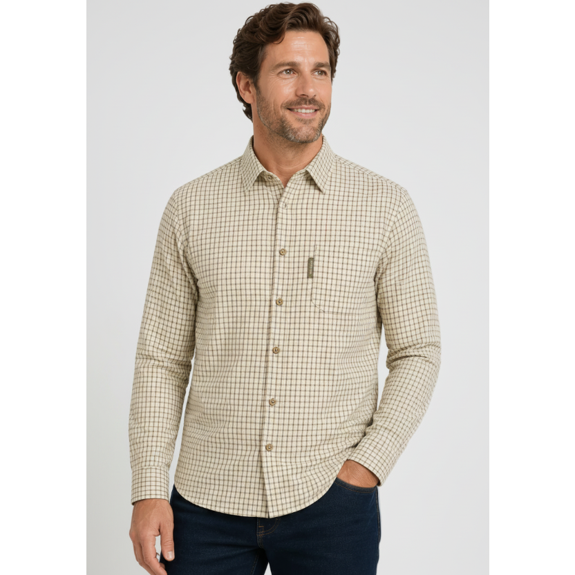 Nicky Adams men’s checked shirt smart casual cotton button-down shirt