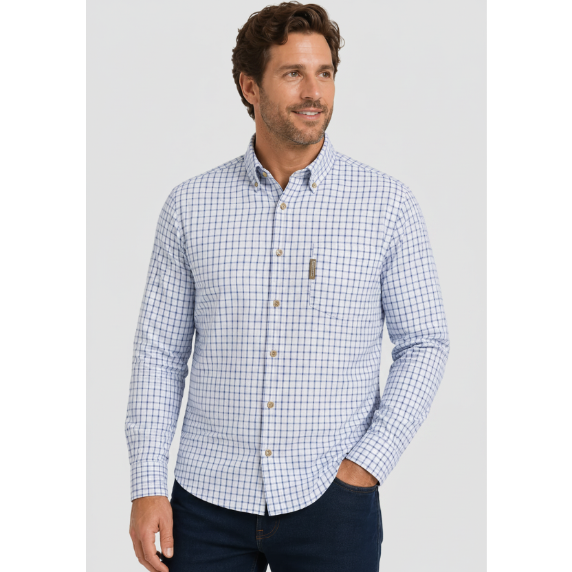 Nicky Adams men’s checked shirt smart casual cotton button-down shirt