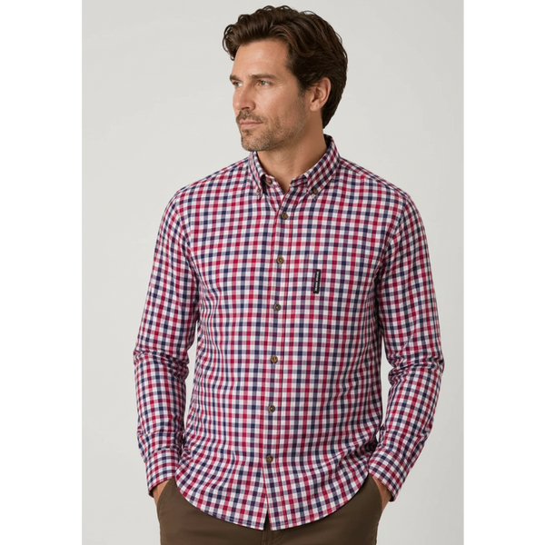 Men's Nicky Adams Branded Tattersall Shirt (Red)