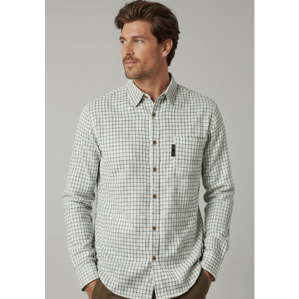 Men's Nicky Adams Branded Tattersall Shirt (White/Green/Blue)
