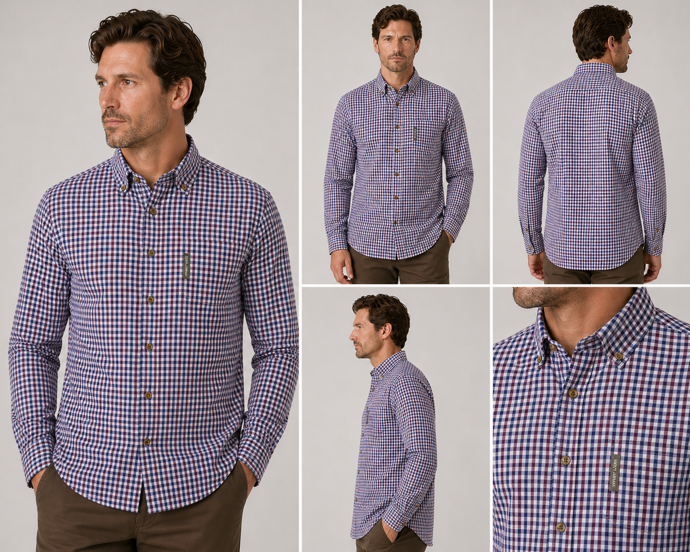 Nicky Adams men’s checked shirt smart casual cotton button-down shirt
