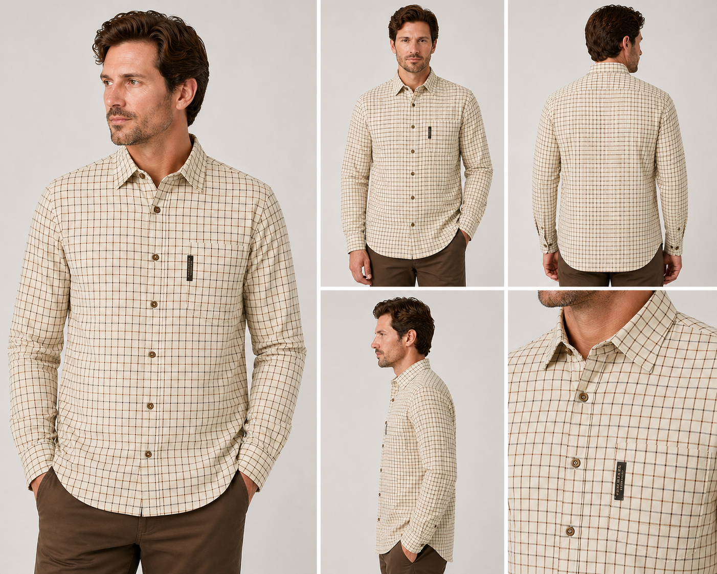 Nicky Adams men’s checked shirt smart casual cotton button-down shirt