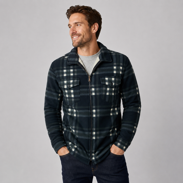 Men's Sherpa Fleece Shirt (Black & Grey Check)