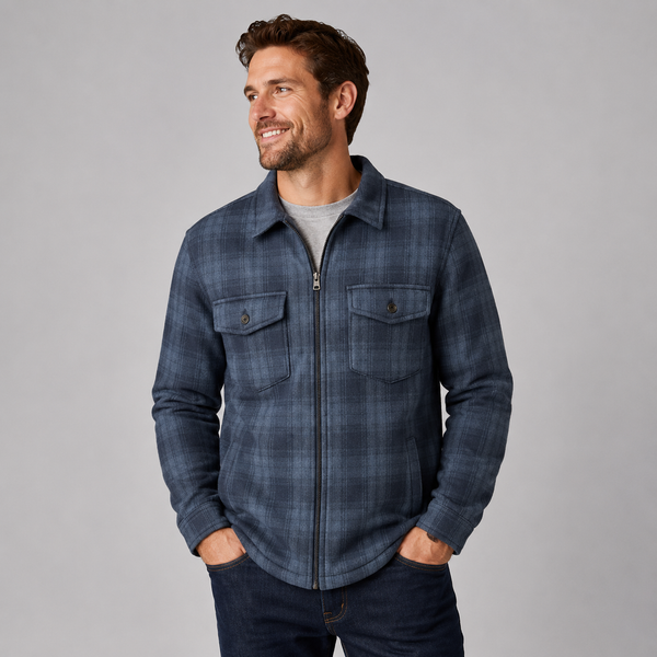 Men's Sherpa Fleece Shirt (Blue & Black Check)