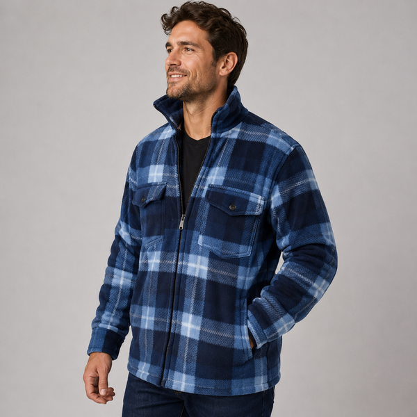 Men's Sherpa Fleece Shirt (Blue Check)