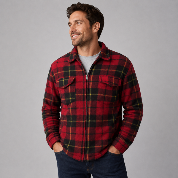Men's Sherpa Fleece Shirt (Red & Black Check)