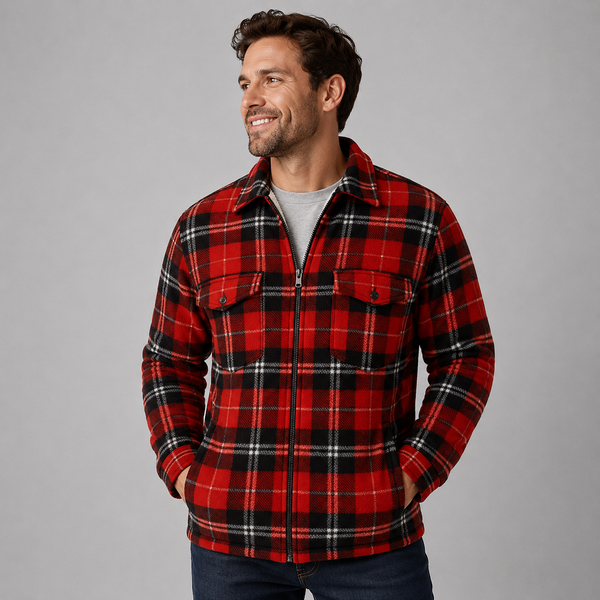 Men's Sherpa Fleece Shirt (Red Check)
